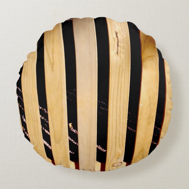 Cojín Redondo Posts de la valla de madera, (Anverso)