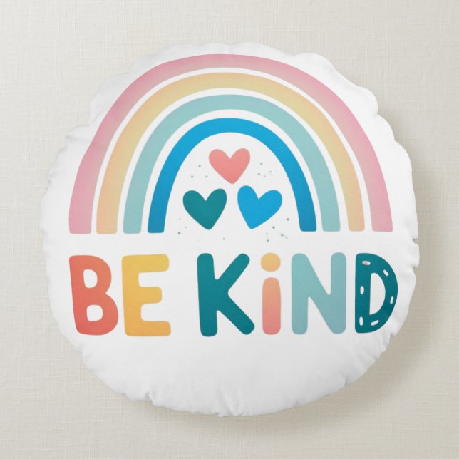 Cojín Redondo Pouf arco iris de Be Kind ( (Anverso)