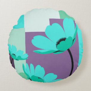 Cojín Redondo Pouf Otomano Redondo Floral Abstracto Mínimo