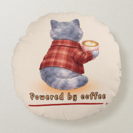 Cojín Redondo Powered by Coffee