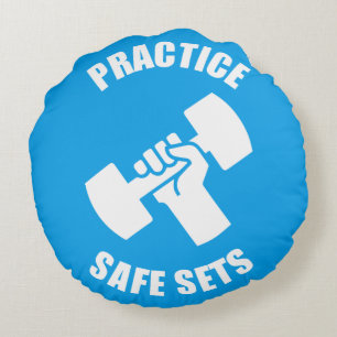 Cojín Redondo Practicar conjuntos seguros - Humor gimnasio