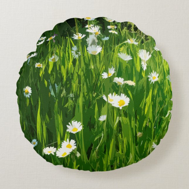Cojín Redondo Prado de flores (Anverso)