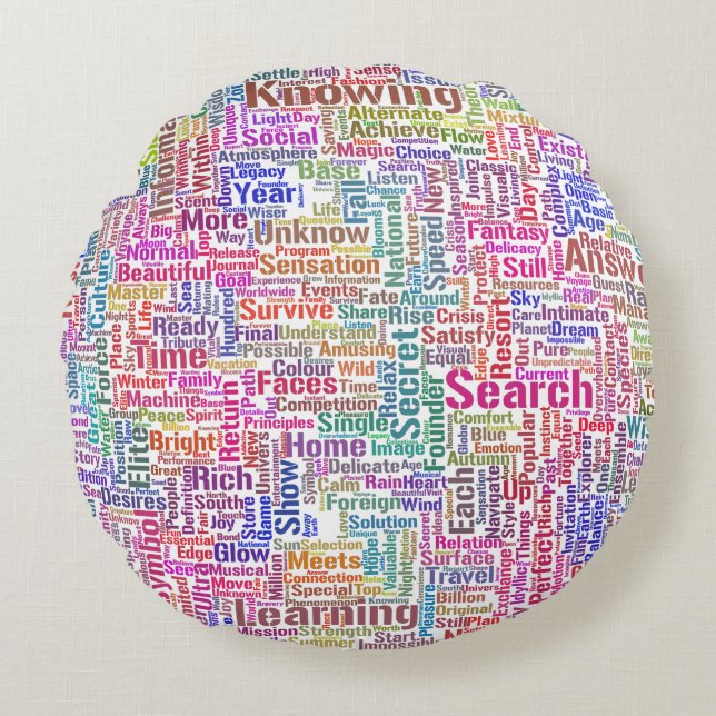 Cojín Redondo Pregunta Apprendre Nuage MotssTexte Motif Mensaje (Anverso)