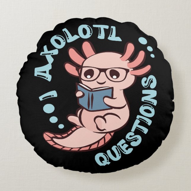 Cojín Redondo Preguntas de Ajolote (Anverso)