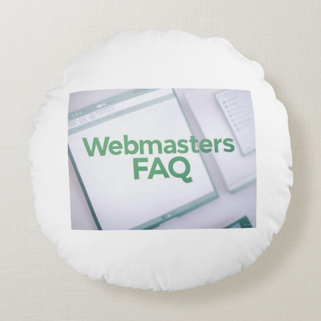 Cojín Redondo Preguntas frecuentes de WebMasters (Anverso)