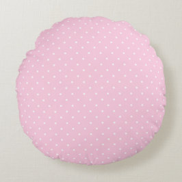 Cojín Redondo Pretty Pale Pink and White Polka Dots Round Pillow