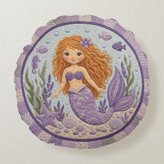 Cojín Redondo Pretty Purple Mermaid Quilt