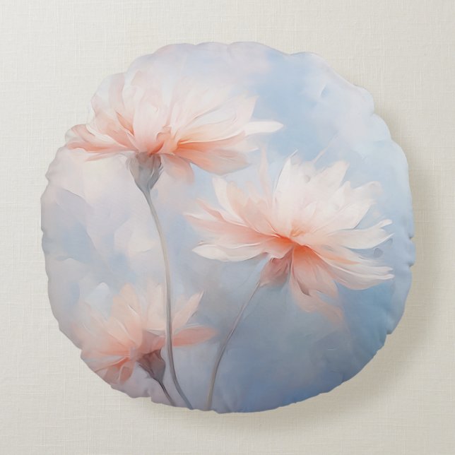 Cojín Redondo Primavera Hazy Pastel Petal Florines De Ava (Anverso)