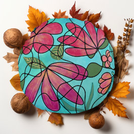 COJÍN REDONDO PRIMAVERA NEUROGRÁFICA FLORES COLORES DE AGUA