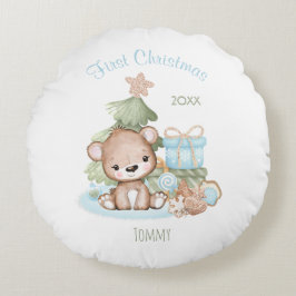 Cojín Redondo Primer pilar de redondeo personalizado de Navidad
