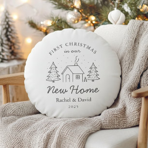 Cojín Redondo Primera Navidad en nuestro nuevo hogar   Arte de l