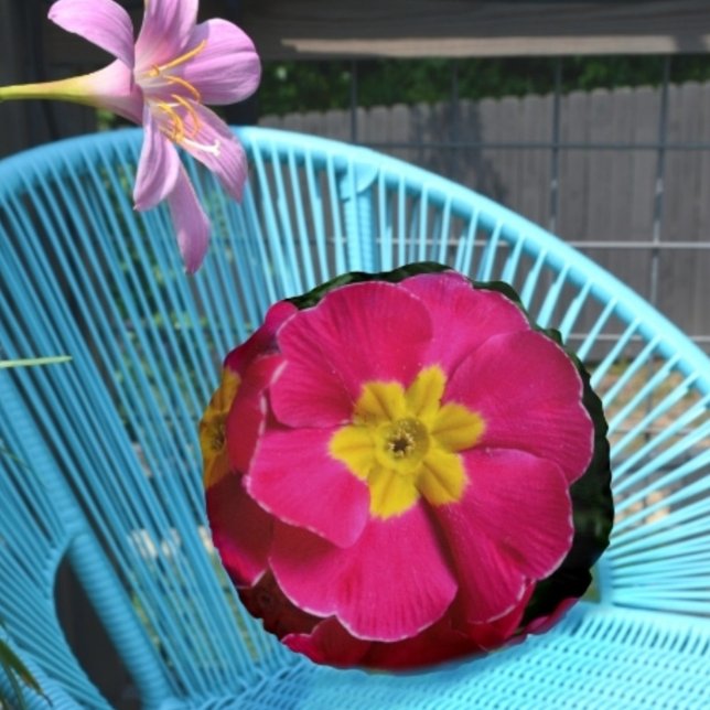 Cojín Redondo Primrosis rosa y amarilla Bright Floral Botanica (Subido por el creador)