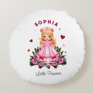 Cojín Redondo Princesa adorable con flores