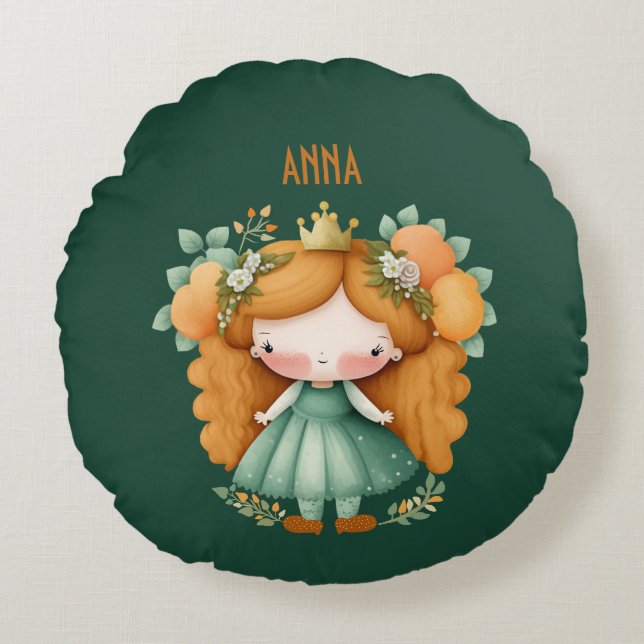 Cojín Redondo Princesa con naranjas y flores (Anverso)