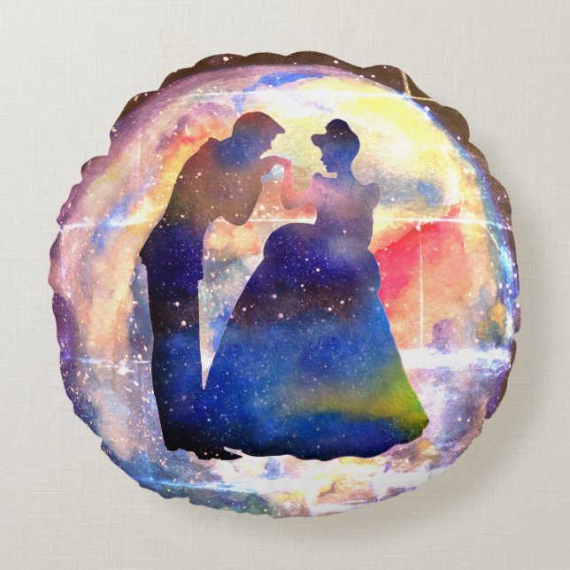 Cojín Redondo Princesa y el príncipe Alcance de lanzamiento (Anverso)