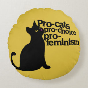 Cojín Redondo pro-feminismo pro-elección de gatos