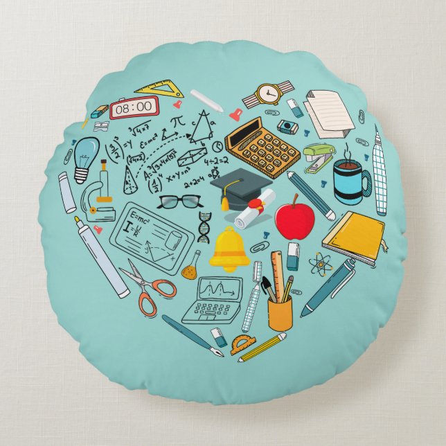 Cojín Redondo Profesor instructor Profesor de herramientas Coraz (Anverso)