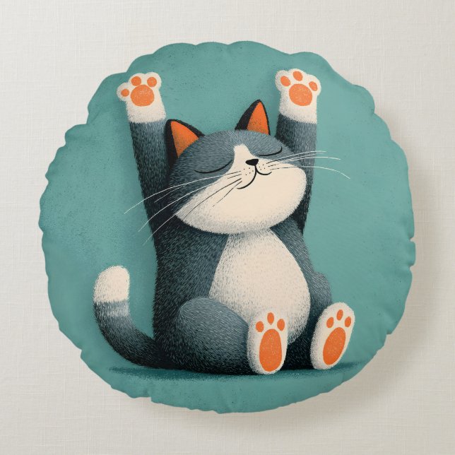 Cojín Redondo Professional Nap Taker Funny Sleeping Cat (Anverso)