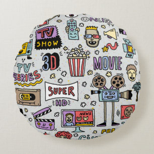 Cojín Redondo Programas de TV, series y películas Divertidas cos