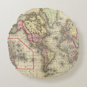 Cojín Redondo Proj 2 de Mercator del mundo