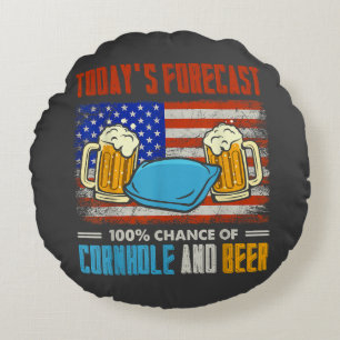 Cojín Redondo Pronóstico de Hoy Cornhole y Cerveza