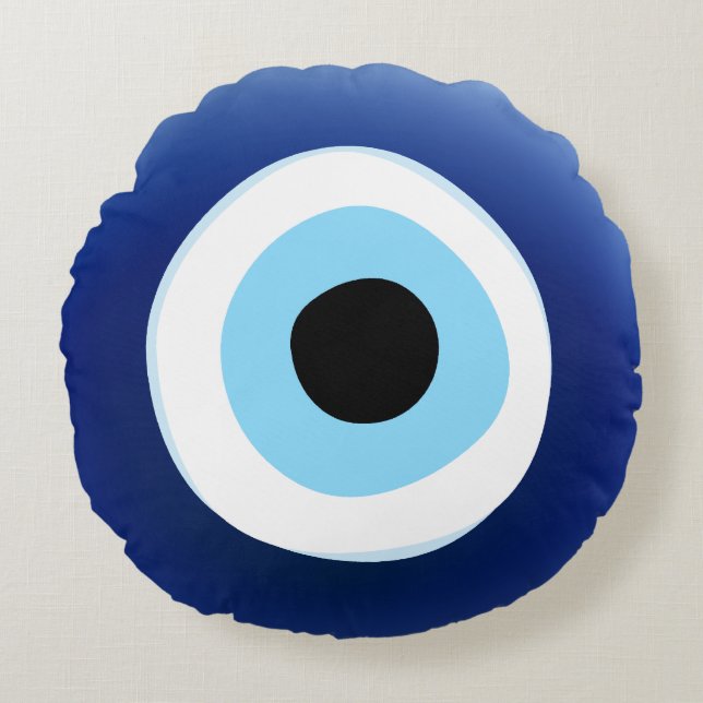 Cojín Redondo Protección de ojos malvados en el Mediterráneo (Anverso)