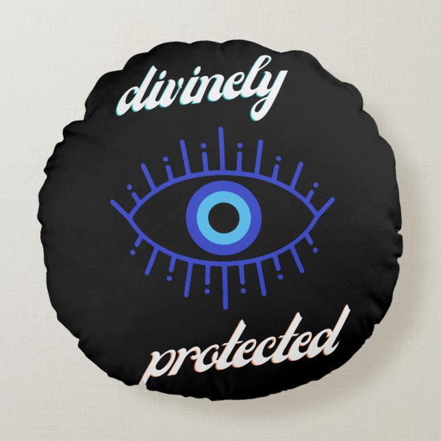 Cojín Redondo Protegido por la divinidad (Anverso)