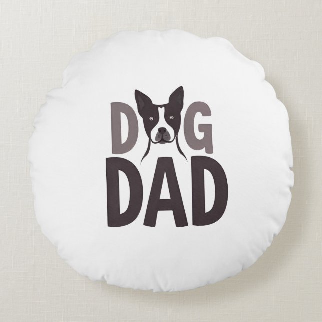 Cojín Redondo Proud Dog Dad Apparel & Accessories (Anverso)