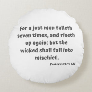 Cojín Redondo Proverbios 24:16 KJV Biblia Verse Scripture