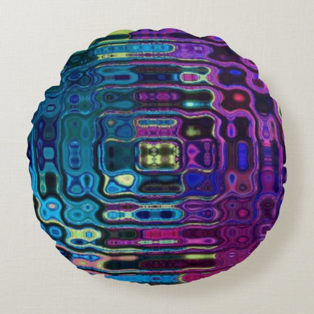 Cojín Redondo Psychedelic Ripple Effect  (Anverso)
