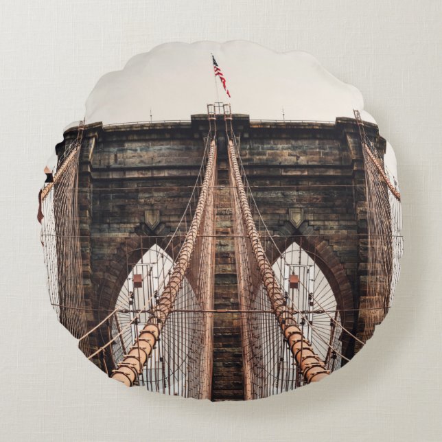Cojín Redondo Puente de Brooklyn en New Yorkabstract, estados un (Anverso)