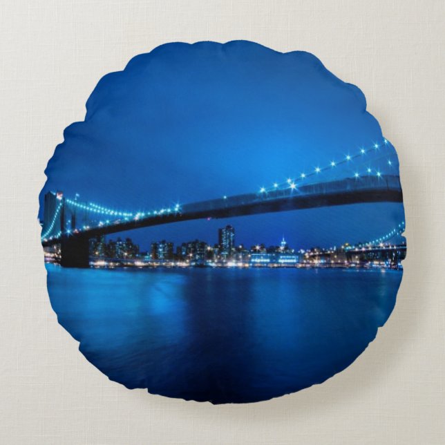 Cojín Redondo Puente de Brooklyn, Nueva York (Anverso)