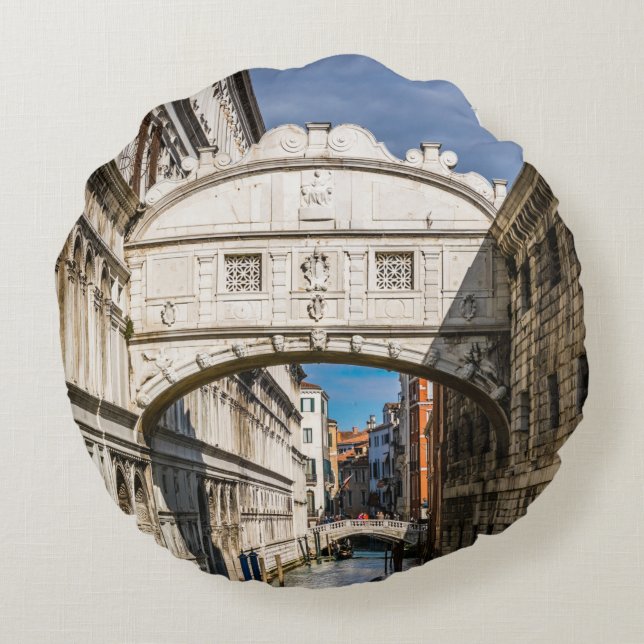 Cojín Redondo Puente de los suspiros, Venezuela, Italia (Reverso)