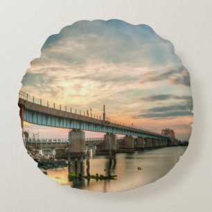 Cojín Redondo Puente del tren de Rockaway