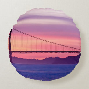 Cojín Redondo Puente Golden Gate en la puesta del sol