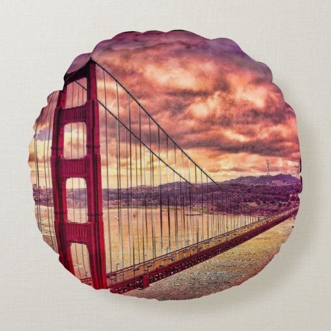 Cojín Redondo Puente Golden Gate en San Francisco, California (Anverso)