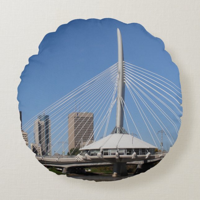 Cojín Redondo Puente Provencher de Winnipeg (Anverso)