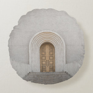 COJÍN REDONDO PUERTA DE MADERA MARRÓN