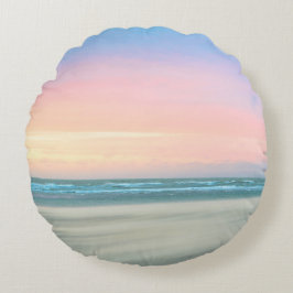Cojín Redondo Puesta de sol abstracta en la playa de La Haya