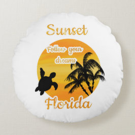 Cojín Redondo Puesta de sol linda en Florida 