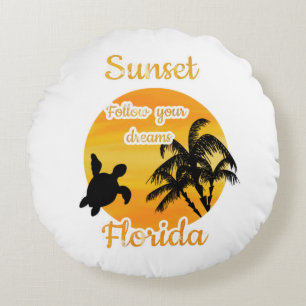 Cojín Redondo Puesta de sol linda en Florida 
