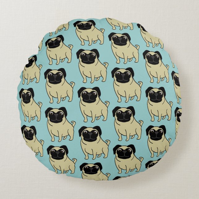Cojín Redondo Pugs (Anverso)
