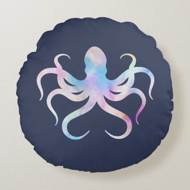 Cojín Redondo Pulpo acuarela (Anverso)