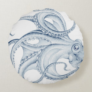 Cojín Redondo Pulpo azul Cephalopod Tinta Kraken
