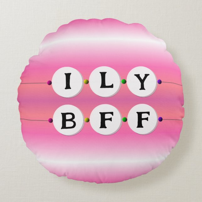 Cojín Redondo Pulsera de Bestie - Diseño de la Amistad (6 cuenta (Anverso)