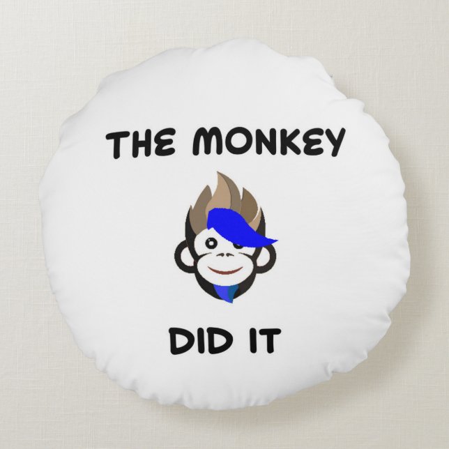 Cojín Redondo Punk Mono adorable animal vivero niños decoración  (Reverso)