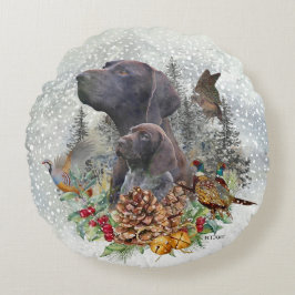 Cojín Redondo Puntero alemán de corta duración en invierno