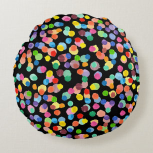 Cojín Redondo Punto de Polka acuarela, fondo de Pascua.