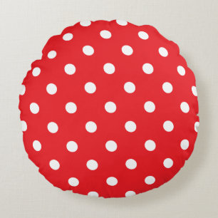 Cojín Redondo Punto de polka rojo