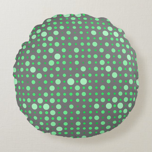 Cojín Redondo Punto Polka 02.Verde. Gray BG (Anverso)
